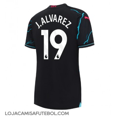 Camisa de Futebol Manchester City Julian Alvarez #19 Equipamento Alternativo Mulheres 2023-24 Manga Curta
